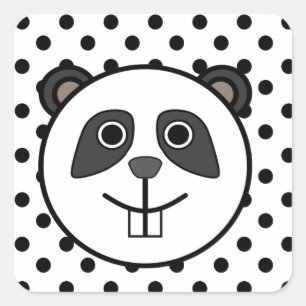 Panda Polka stipt stippen zwart wit Vierkante Sticker