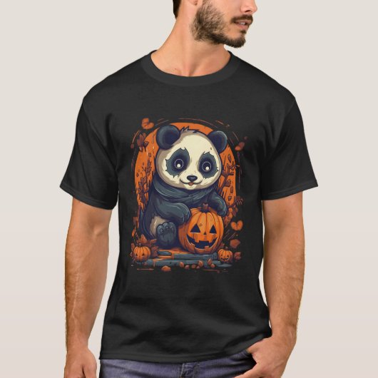Panda Pompoen Panda Halloween T-shirt (Voorkant)