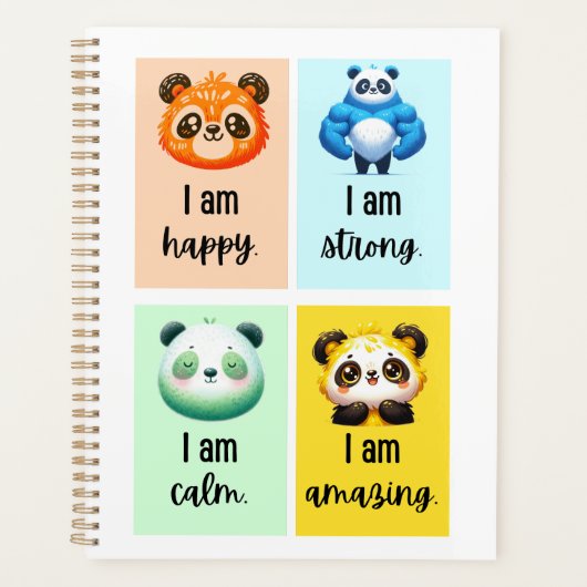 Panda positieve bevestigingen voor kinderen planner (Voorkant)