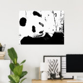 Panda-Posters - Zwart-wit Panda-gezicht Poster (Thuiskantoor)