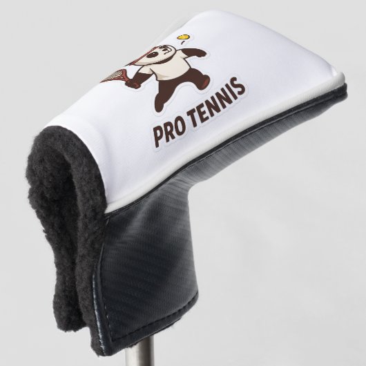 Panda Pro Tennis Sticker – Schattige Sportontwerp Golfheadcover (3/4 voorkant)