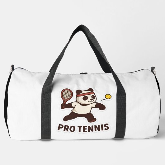 Panda Pro Tennis Sticker – Schattige Sportontwerp Plunjezak (Voorkant)