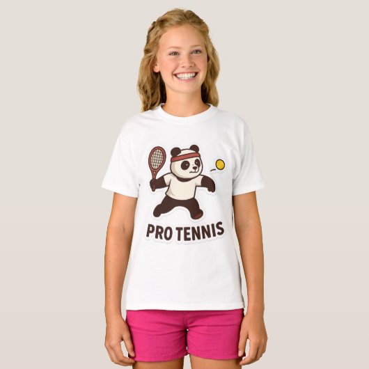 Panda Pro Tennis Sticker – Schattige Sportontwerp T-shirt (Voorkant volledig)