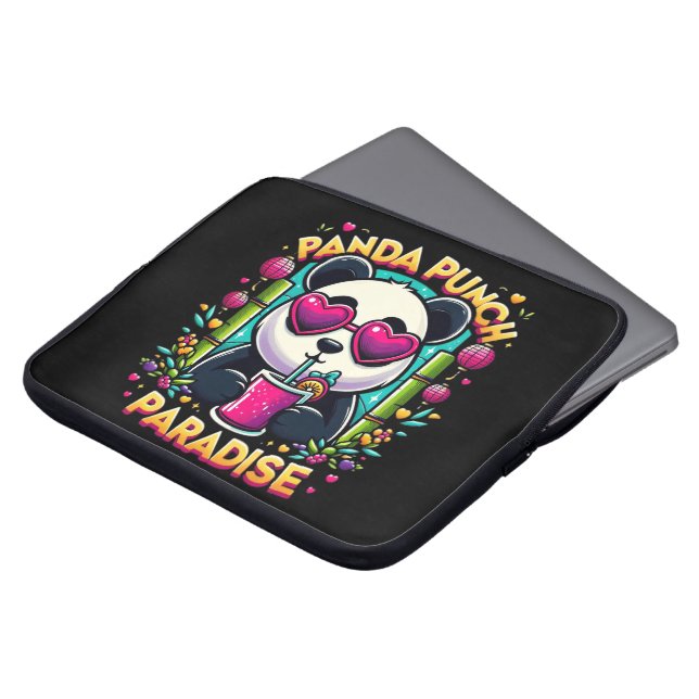 Panda Punch Paradise Bliss Laptop Sleeve (Voorkant top)