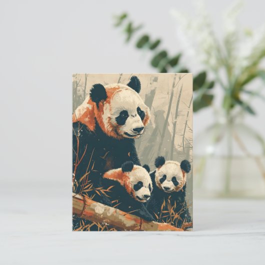 Panda & Puppies:  Briefkaart (Staand voorkant)