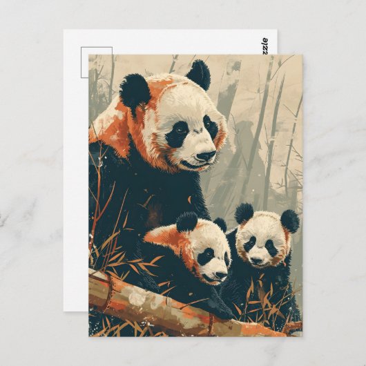 Panda & Puppies:  Briefkaart (Voorkant / Achterkant)