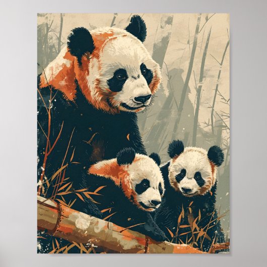 Panda & Puppies: Poster (Voorkant)