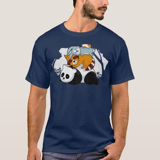Panda Raccoon Rabbit Hamster Cute Slaping T-shirt (Voorkant)