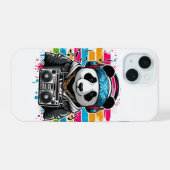 Panda Rapper iPhone 15 Case (Achterkant horizontaal)
