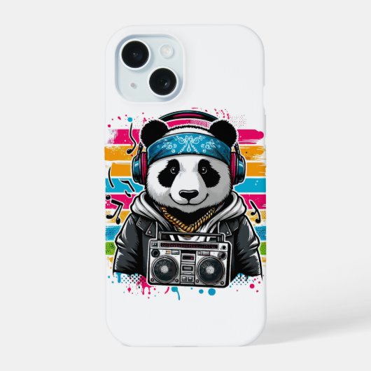 Panda Rapper iPhone 15 Case (Achterkant)