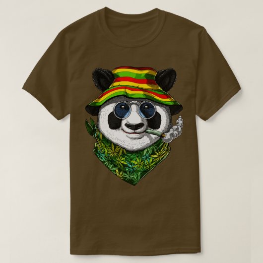 Panda Rastafari Roken Wiet T-shirt (Design voorkant)