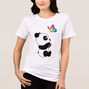 🐼Panda Regenboog Vlinder Dames Tri-Blend Shirt