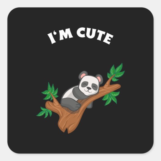 Panda-relaxen - Ik ben Cute Vierkante Sticker (Voorkant)