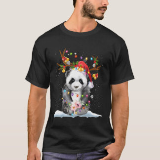 Panda Rendier Xmas Licht Kerstmis Ornamenten Pand T-shirt