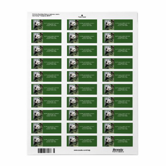 Panda Retouradreslabels, groen Etiket (Full Sheet)