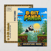 Panda, Retro 8-Bit Pixelkunst Briefkaart (Voorkant / Achterkant)