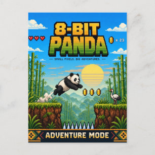 Panda, Retro 8-Bit Pixelkunst Briefkaart