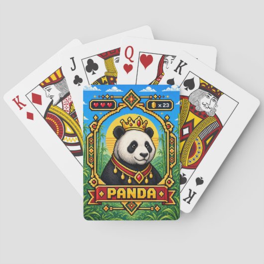 Panda Retro 8-Bit Pixelkunst Pokerkaarten (Achterkant)