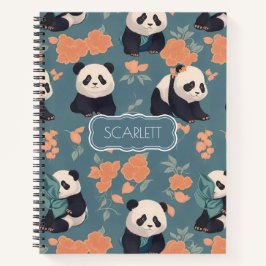 Panda Retro Kleurrijk Gepersonaliseerd Patroon Notitieboek
