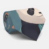 Panda Retro Kleurrijk Gepersonaliseerd Patroon Stropdas (Opgerold)