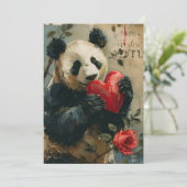 Panda Retro Valentijnsdag Feestdagenkaart (Staand voorkant)