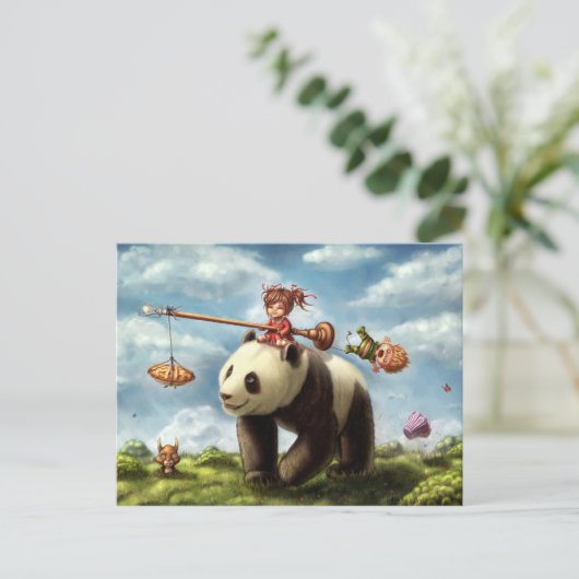 Panda Ride Briefkaart (Staand voorkant)