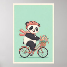 Panda Riding Bicycle Nursery Art Poster