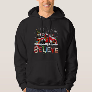 Panda Riding Red Truck - kerstboom Believe Sant Hoodie