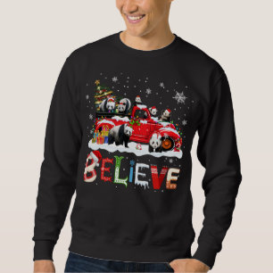 Panda Riding Red Truck - kerstboom Believe Sant Trui
