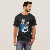 Panda Riding Shark Space Galaxy Jawsome T-shirt (Voorkant volledig)
