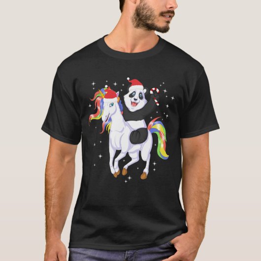 panda riding unicorn christmas t-shirt (Voorkant)
