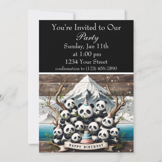 Panda-rific Birthday Bash Kaart (Voorkant)