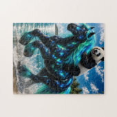 Panda rijdt Friese strandpuzzel Legpuzzel (Horizontaal)