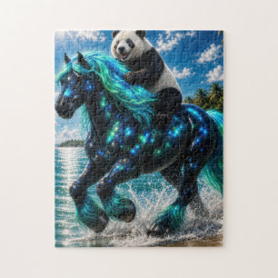 Panda rijdt Friese strandpuzzel Legpuzzel