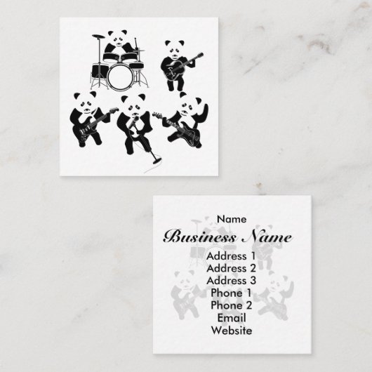 Panda Rock Band Vierkante Visitekaartje (Voorkant / Achterkant)
