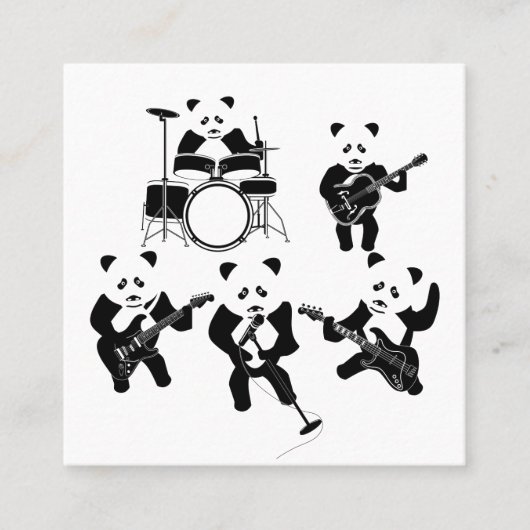 Panda Rock Band Vierkante Visitekaartje (Voorkant)