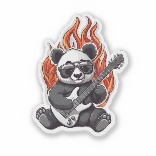 Panda Rock Star Waterdicht Sticker (Voorkant)