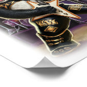 Panda Rocker has Fun playing Hard Rock on a White Poster (Hoek)