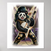 Panda Rocker has Fun playing Hard Rock on a White Poster (Voorkant)