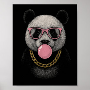 Panda Roze Bubble Gum Gifts Mannen Kinder Vrouwen Poster