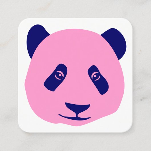 Panda - Roze en Blauw Vierkante Visitekaartje (Voorkant)