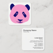 Panda - Roze en Blauw Vierkante Visitekaartje (Voorkant / Achterkant)