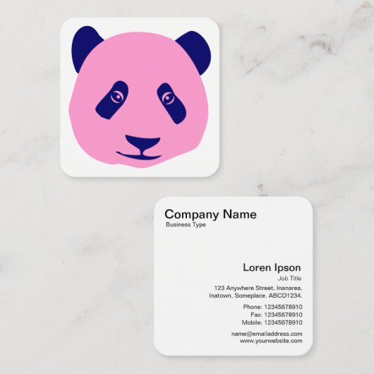 Panda - Roze en Blauw Vierkante Visitekaartje (Voorkant / Achterkant)