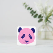 Panda - Roze en Blauw Vierkante Visitekaartje (Staand voorkant)
