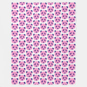 Panda Roze en Donkerblauw Patroon Fleece Deken (Voorkant)