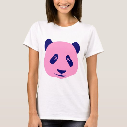 Panda - Roze en donkerblauw T-shirt (Voorkant)
