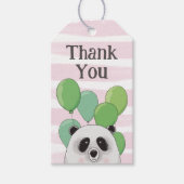 Panda. Roze en groene kinderen verjaardag dank je Cadeaulabel (Voorkant)