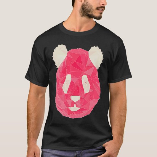 Panda roze veelhoekstijl t-shirt (Voorkant)