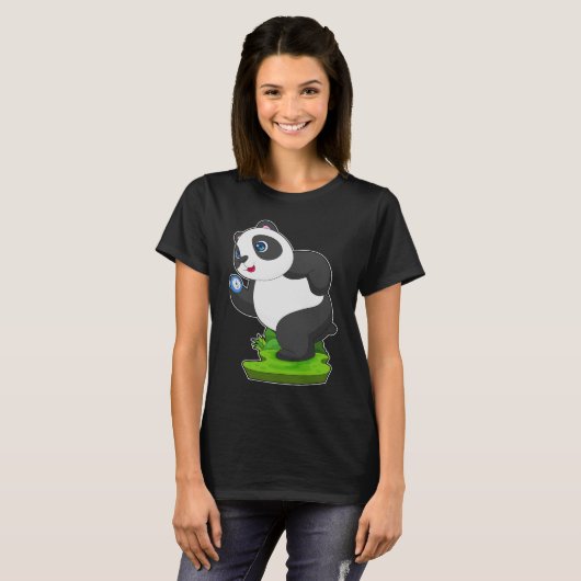 Panda Runner Stopwatch Hardlopen T-shirt (Voorkant volledig)