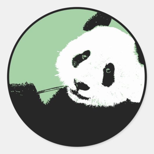 panda. Saaie cirkel. Ronde Sticker (Voorkant)
